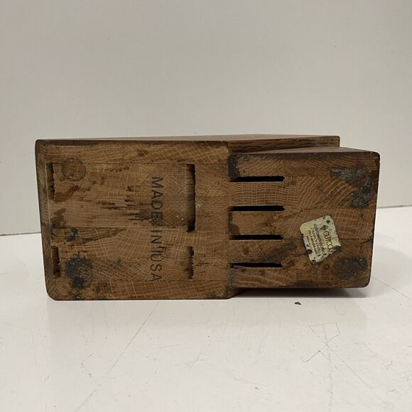 Cutco Knife Wood Block 8 Slots 4 Steak Knife Slots Honey Oak Made in USA - Picture 4 of 4